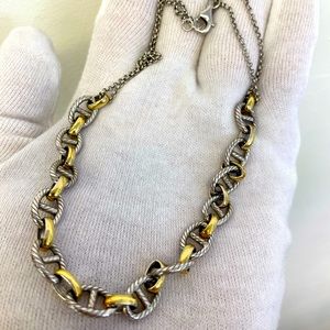 Dyadema sterling silver+14k necklace